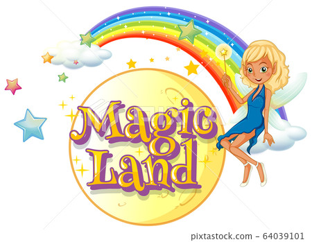 Font design for word magic land with fairy flying Font design for word magic land with fairy flying 64039101