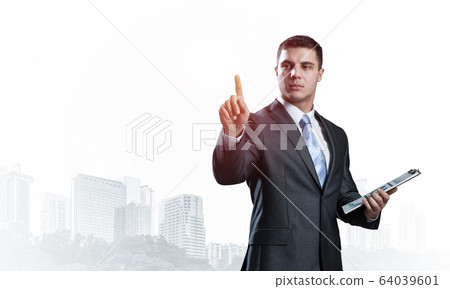 Front view of man in business suit and tie Front view of man in business suit and tie 64039601