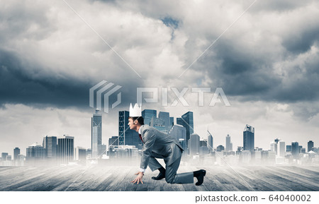 King businessman in elegant suit running and modern cityscape at King businessman in elegant suit running and modern cityscape at 64040002