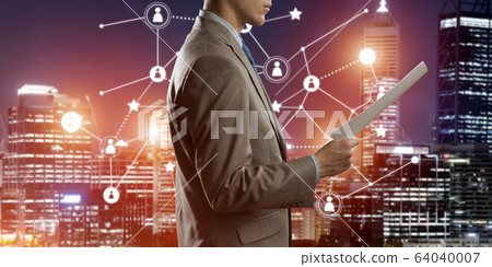 Concept of modern business networking that connect and cooperate people Concept of modern business networking that connect and cooperate people 64040007