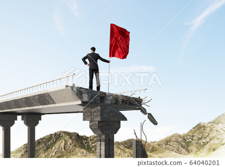 Man with flag presenting leadership concept. Man with flag presenting leadership concept. 64040201