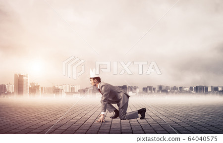 King businessman in elegant suit running and business center at King businessman in elegant suit running and business center at 64040575