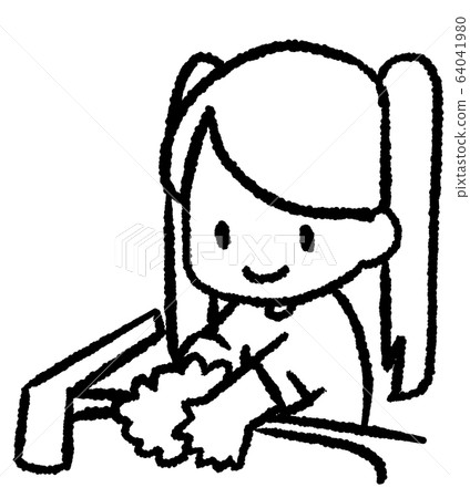 孩子們洗手（畫線） 64041980