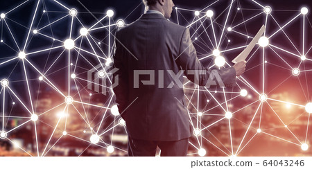 Concept of modern business networking that connect and cooperate 64043246