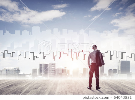 Motivation and inspiration concept with modern cityscape and bus 64043881
