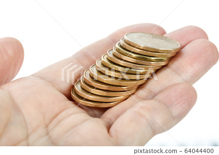 hand holding coins hand holding coins 64044400