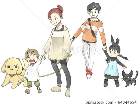 Young family taking a walk Young family taking a walk 64044654