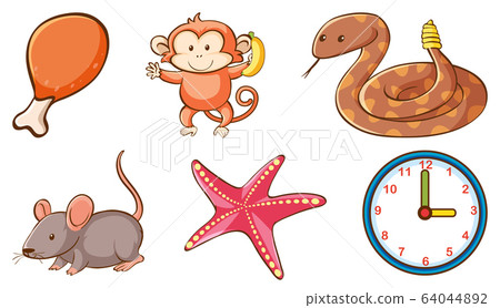 Large set of different animals and other objects - Stock Illustration  [64044892] - PIXTA