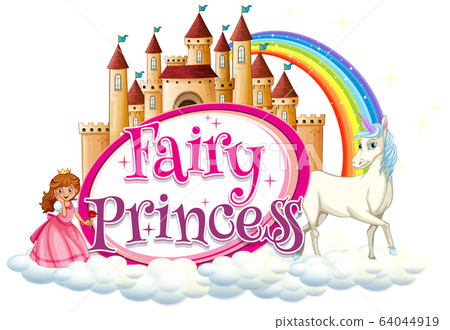 Font design for word fairy princess with unicorn 64044919