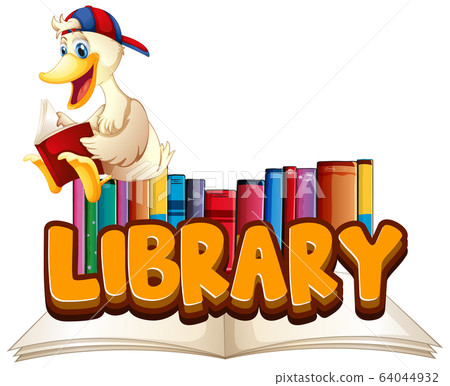 Font design for word library with duck reading - Stock Illustration ...