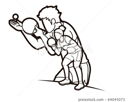 Group of Ping Pong players, Table Tennis players action cartoon sport graphic vector. Group of Ping Pong players, Table Tennis players action cartoon sport graphic vector. 64045073
