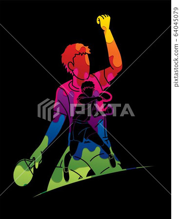 Group of Ping Pong players, Table Tennis players action cartoon sport graphic vector. Group of Ping Pong players, Table Tennis players action cartoon sport graphic vector. 64045079