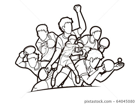 Group of Ping Pong players, Table Tennis players action cartoon sport graphic vector. Group of Ping Pong players, Table Tennis players action cartoon sport graphic vector. 64045080
