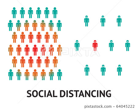 Social distancing concept for prevention corona virus covid-19 64045222