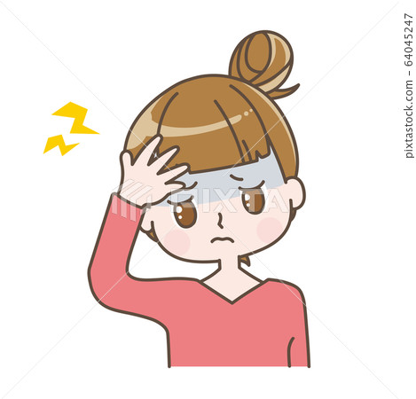 A woman suffering from a headache 64045247