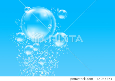 Realistic water bubbles in transparent blue water. Realistic water bubbles in transparent blue water. 64045464
