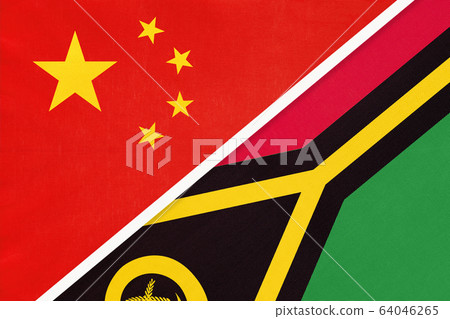 China or PRC vs Vanuatu national flag from textile 64046265