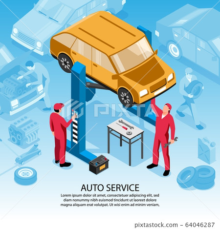 Auto Service Isometric Background - Stock Illustration [64046287] - PIXTA