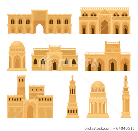 Arabic Architecture and Buildings with Geometric Ornament Vector Set Arabic Architecture and Buildings with Geometric Ornament Vector Set 64046515