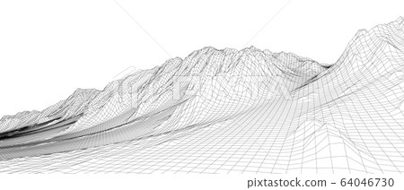Abstract 3d wire-frame landscape. Blueprint style Abstract 3d wire-frame landscape. Blueprint style 64046730
