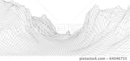 Abstract 3d wire-frame landscape. Blueprint style Abstract 3d wire-frame landscape. Blueprint style 64046733