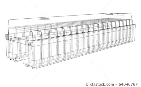 3D microchip. Vector rendering of 3d 3D microchip. Vector rendering of 3d 64046767