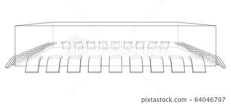 3D microchip. Vector rendering of 3d 3D microchip. Vector rendering of 3d 64046797