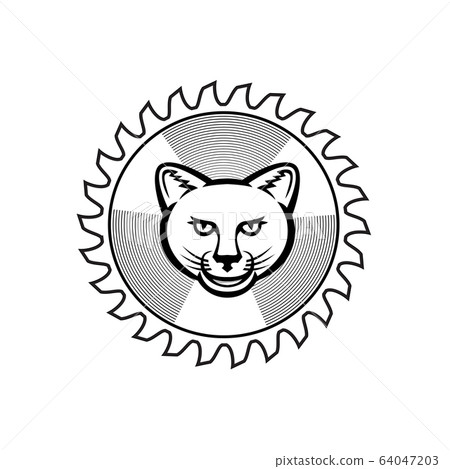 Smiling Cougar Circular Saw Blade Icon Retro Smiling Cougar Circular Saw Blade Icon Retro 64047203