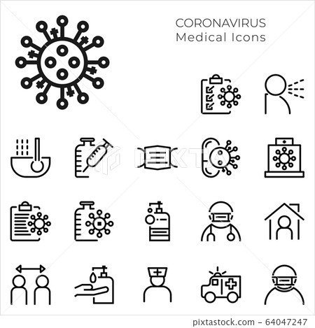 Set Icons Medical and Coronavirus. Vector thin Set Icons Medical and Coronavirus. Vector thin 64047247