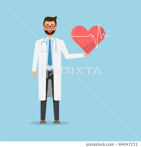 Doctor holding Red Heart with Medical Health care - Stock Illustration ...