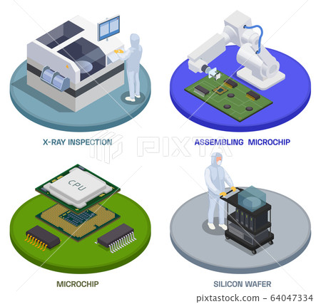 Semiconductors Isometric Compositions Set Semiconductors Isometric Compositions Set 64047334