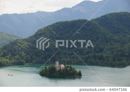斯洛文尼亞，布萊德湖，布萊德島，聖瑪麗教堂 64047386