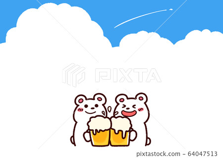 Polar Bear And Beer Toast Summer Sky Background Stock Illustration