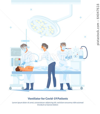 Flat Illustration Ventilator for Covid-19 Patients Flat Illustration Ventilator for Covid-19 Patients 64047618