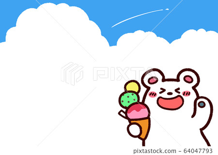 Polar bear and ice cream summer sky background frame Polar bear and ice cream summer sky background frame 64047793