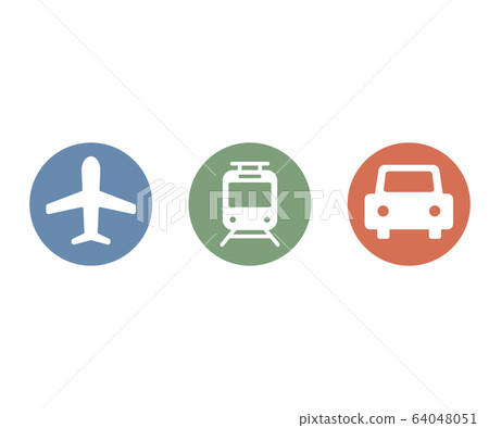 Set of airplane, car and train icons / Vehicles... - Stock Illustration ...