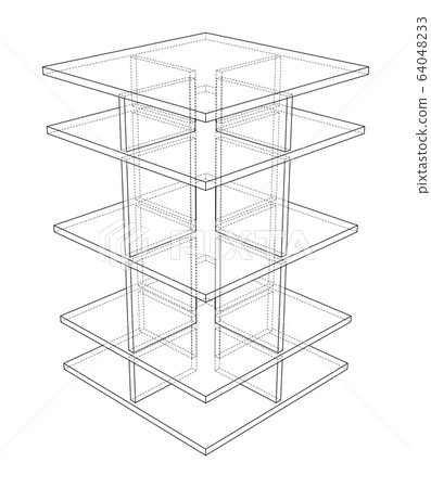Empty showcase outline. Vector rendering of 3d Empty showcase outline. Vector rendering of 3d 64048233