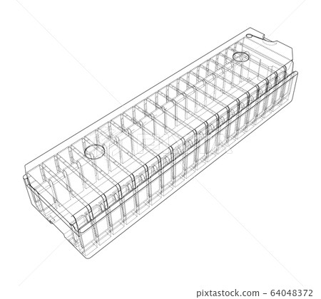 3D microchip. Vector rendering of 3d 64048372