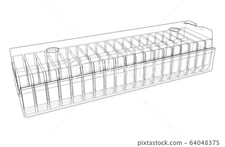 3D microchip. Vector rendering of 3d 64048375
