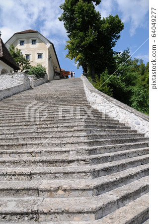 Stairs in Slovenia, Lake Bled, Bled Island Stairs in Slovenia, Lake Bled, Bled Island 64049277