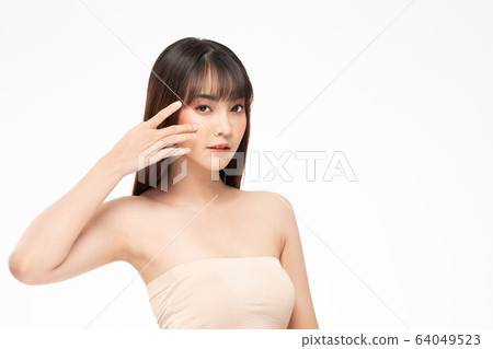 Beauty asian women  portrait face with natural skin and skin care healthy hair and skin close up face beauty portrait. 64049523