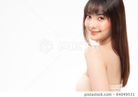 Beauty asian women  portrait face with natural skin and skin care healthy hair and skin close up face beauty portrait. 64049531