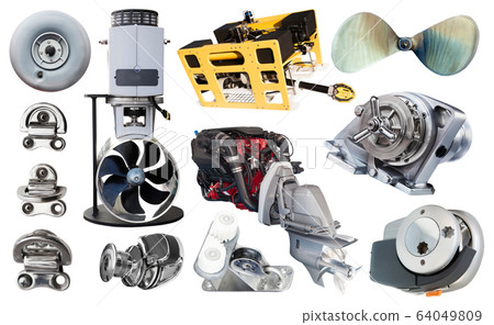 Isolated equipment and parts of modern yacht 64049809