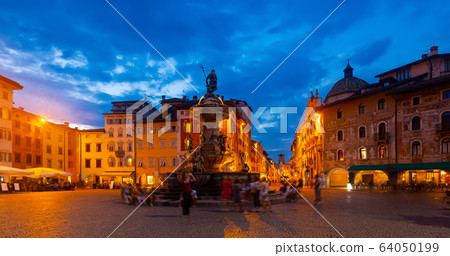 Fountain of Neptune on Piazza Duomo in Trento at twilight Fountain of Neptune on Piazza Duomo in Trento at twilight 64050199