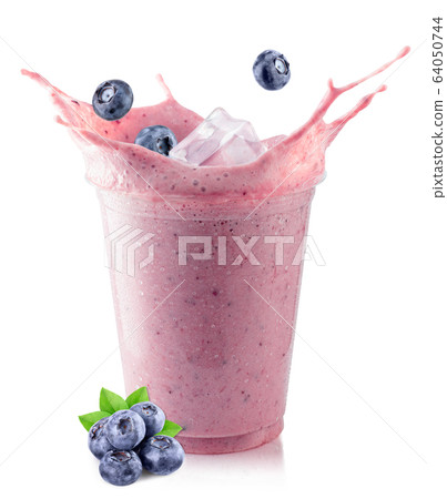 blueberry milkshake in glass blueberry milkshake in glass 64050744