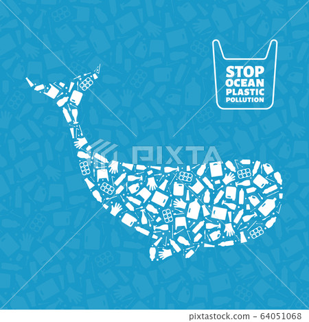 Whale plastic trash planet pollution concept 64051068