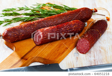 Russian dry smoked sausage with rosemary Russian dry smoked sausage with rosemary 64051218
