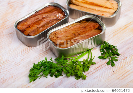 Canned seafood, melva fish fillets preserved in oi Canned seafood, melva fish fillets preserved in oi 64051473