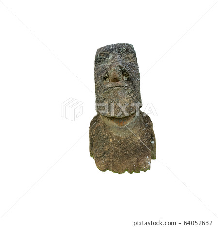 moai statue twisted looking left isolated over white background moai statue twisted looking left isolated over white background 64052632