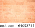 Background of wide old red brick wall texture. Old 64052735